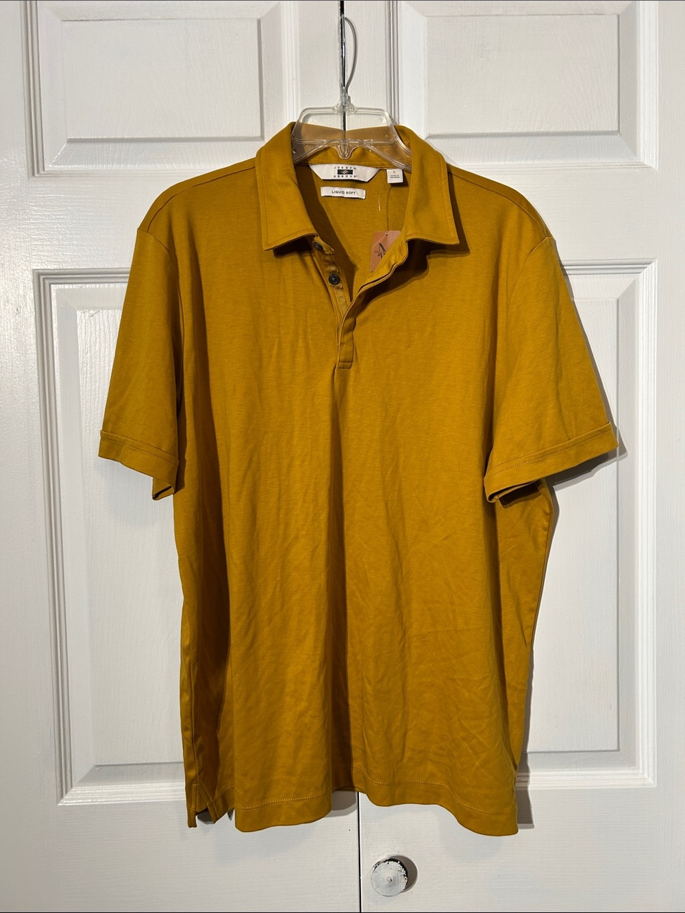 NWT Joseph Abboud Liquid Soft Polo Shirt Size L Large Short Sleeve Dark Mustard